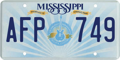 MS license plate AFP749