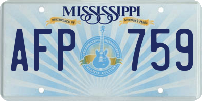 MS license plate AFP759