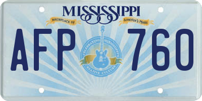 MS license plate AFP760
