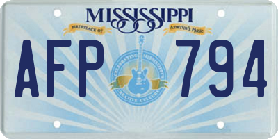 MS license plate AFP794