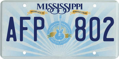 MS license plate AFP802