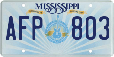 MS license plate AFP803