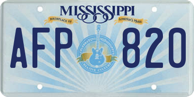 MS license plate AFP820