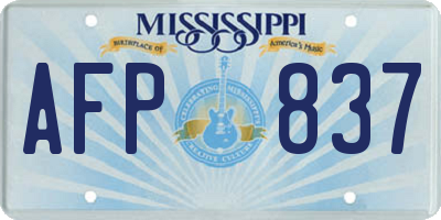 MS license plate AFP837
