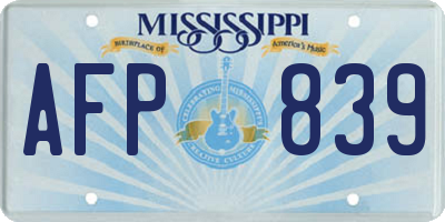 MS license plate AFP839
