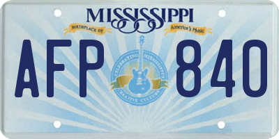 MS license plate AFP840