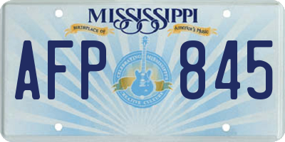 MS license plate AFP845