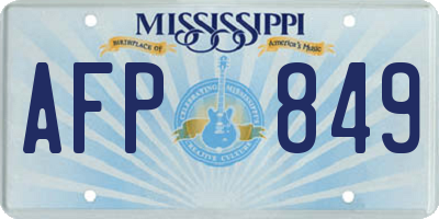 MS license plate AFP849
