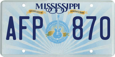 MS license plate AFP870