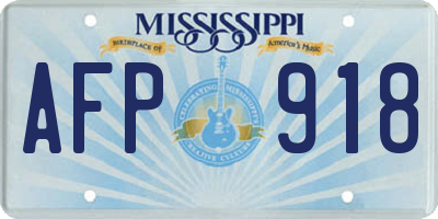 MS license plate AFP918