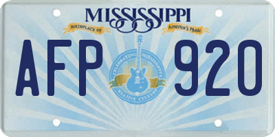 MS license plate AFP920