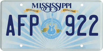 MS license plate AFP922