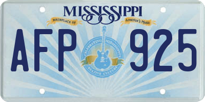 MS license plate AFP925