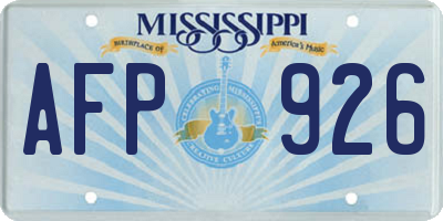 MS license plate AFP926