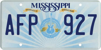 MS license plate AFP927