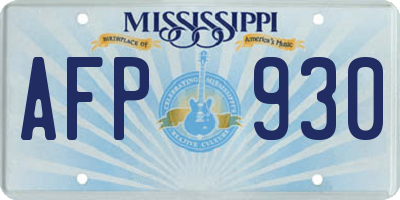 MS license plate AFP930