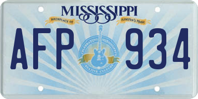 MS license plate AFP934