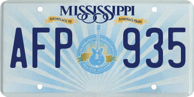 MS license plate AFP935