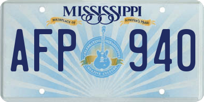 MS license plate AFP940