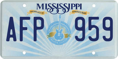 MS license plate AFP959