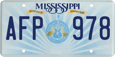 MS license plate AFP978