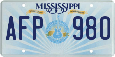 MS license plate AFP980