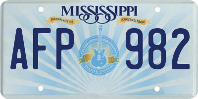 MS license plate AFP982