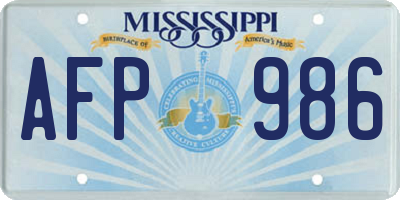 MS license plate AFP986