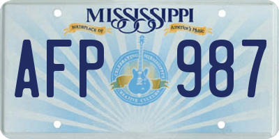 MS license plate AFP987