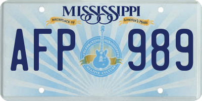 MS license plate AFP989