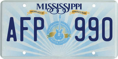 MS license plate AFP990