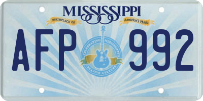 MS license plate AFP992