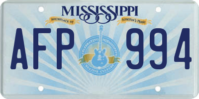 MS license plate AFP994