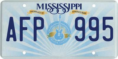 MS license plate AFP995