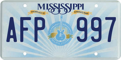 MS license plate AFP997
