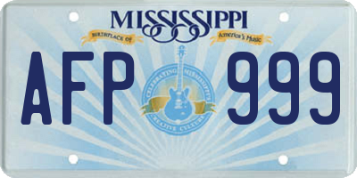 MS license plate AFP999
