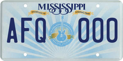 MS license plate AFQ000