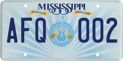 MS license plate AFQ002