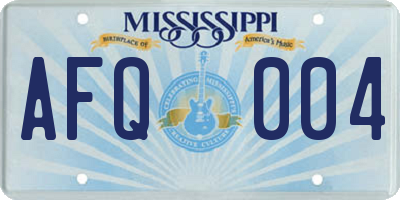 MS license plate AFQ004