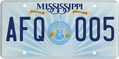 MS license plate AFQ005