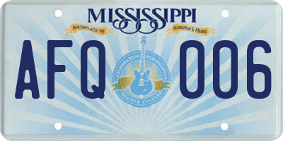 MS license plate AFQ006