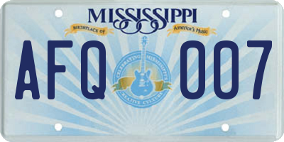 MS license plate AFQ007