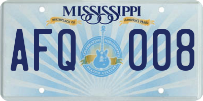 MS license plate AFQ008