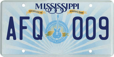 MS license plate AFQ009
