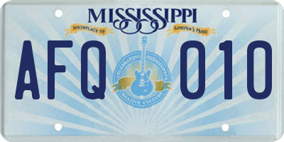 MS license plate AFQ010