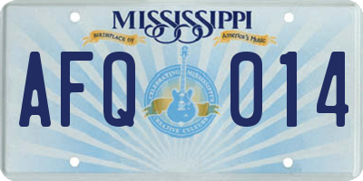 MS license plate AFQ014