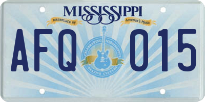 MS license plate AFQ015
