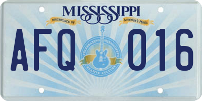 MS license plate AFQ016