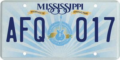 MS license plate AFQ017