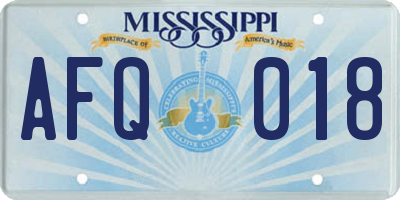 MS license plate AFQ018